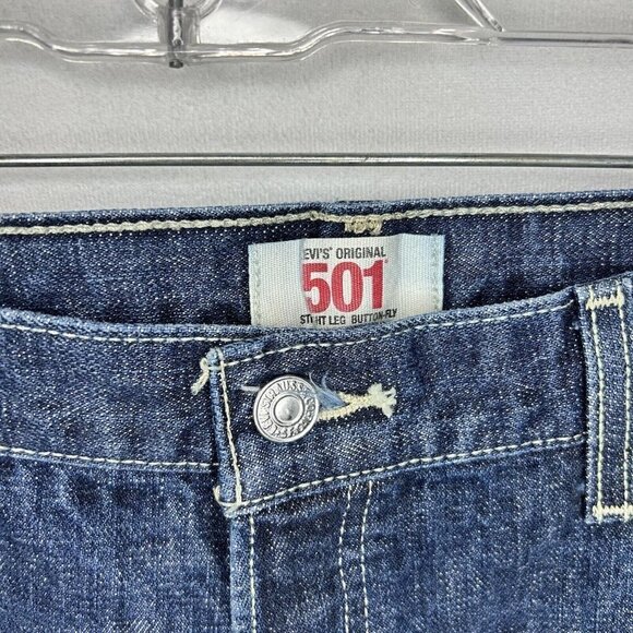 Levis 501 Jeans Regular Button Fly Straight Leg Denim Tag: 40x32 Actual: 38x30 - Picture 7 of 13